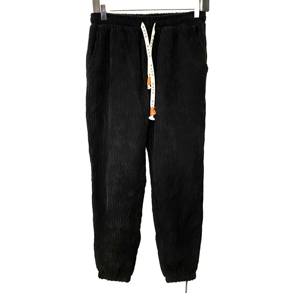 KIDORIMAN Pants Men's 2XL Black Waffle Corduroy Joggers Japanese Streetwear 30W